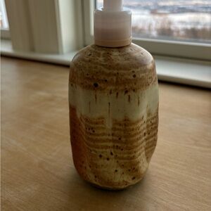Beautiful Handmade Handcrafted Ceramic Soap Lotion Dispenser with Pump Clean